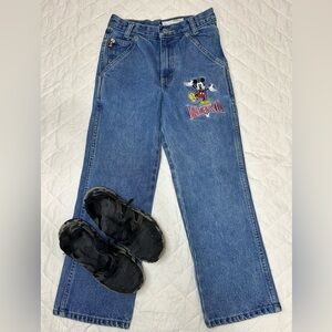Disney vintage Mickey Mouse Embroidered Blue Denim Pants